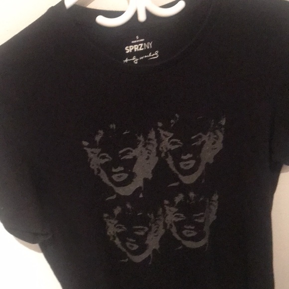 SPRZ NY Uniqlo Andy Warhol series Marilyn Monroe black with sparkling silver tee - Picture 2 of 3